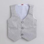 Boys Striped Single-Breasted Suit